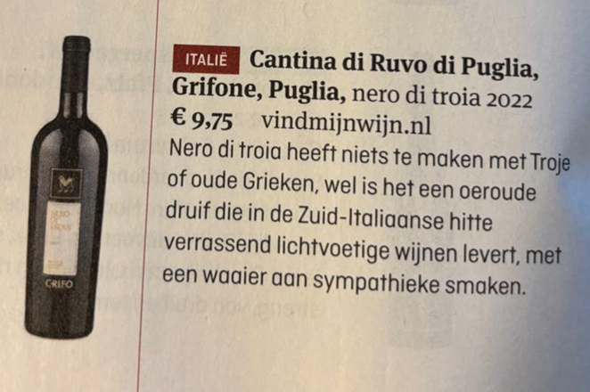 nero di troia in elsevier